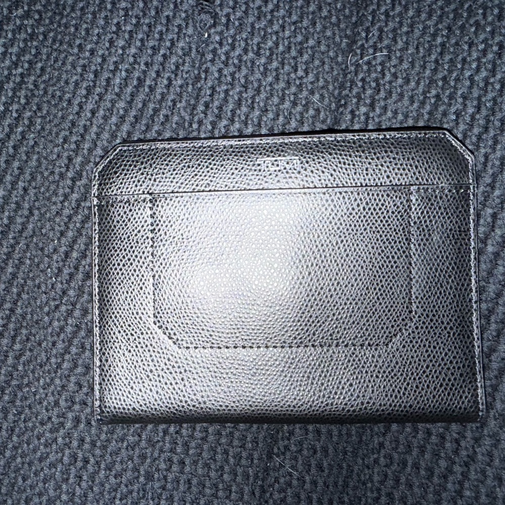 Tumi Black Textured Leather Card & Passport Holder